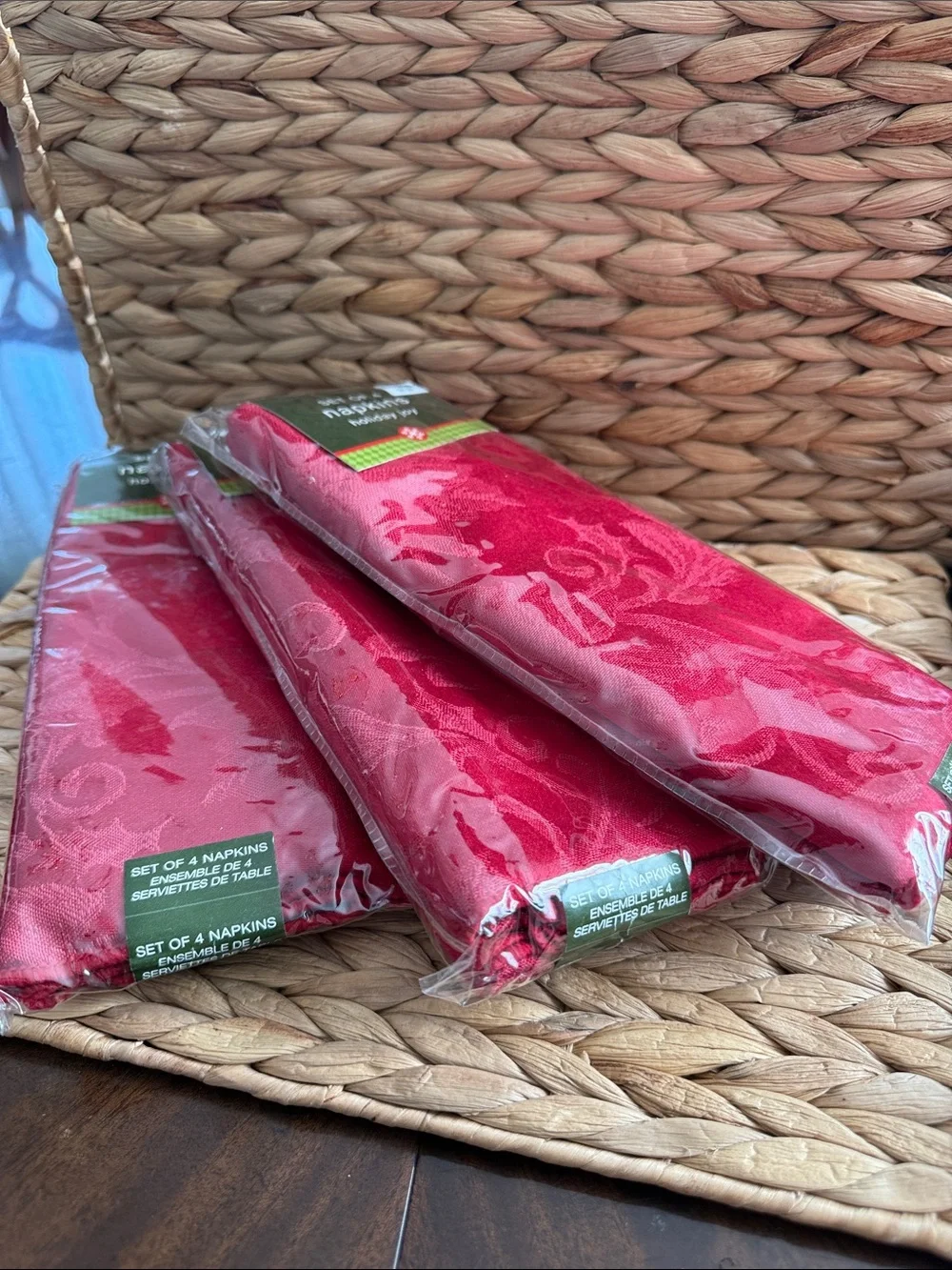 Bundle Red Holiday Tablecloth & 3 Napkin Sets - Pack of 4